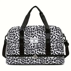 ZUOMANNI Leopard‎ Print Duffle Bag Gym Travel Weekender Carry On